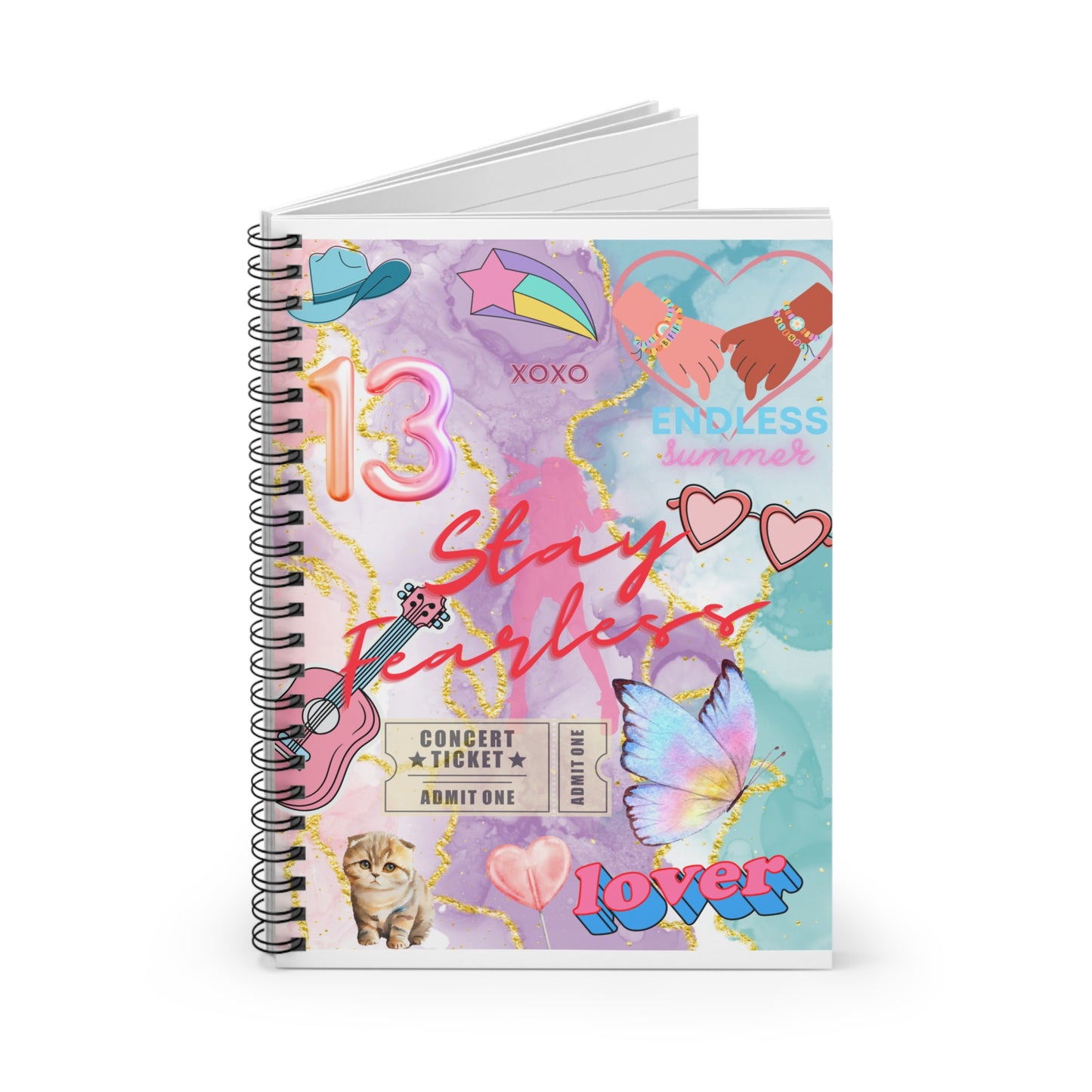 Swiftie Colorful Spiral Notebook - Stay Fearless, Journal, Diary, Stationery, Gift for Teens, Creative Writing
