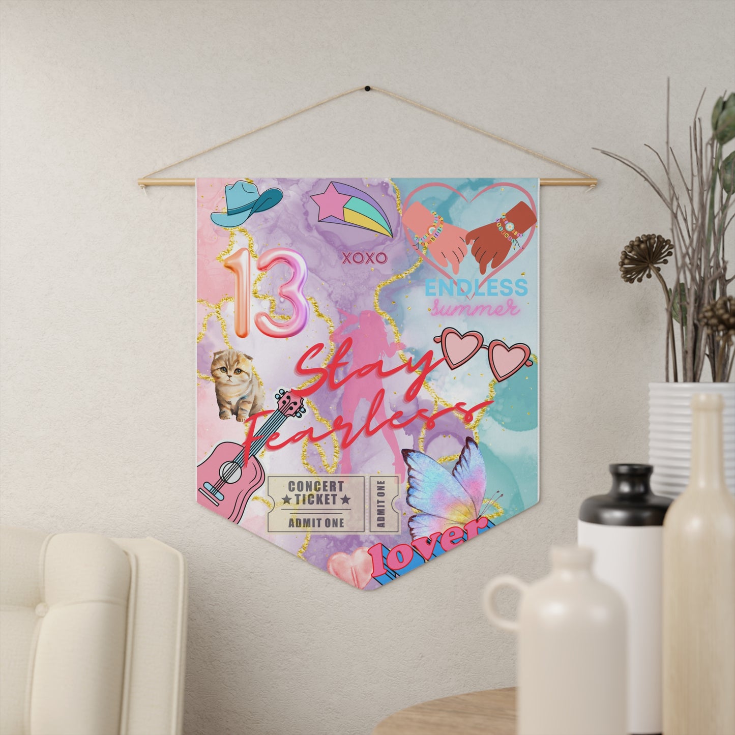 Lover Pennant Banner for Wall Decor, Vibrant Room Decoration, Perfect for Teen Room, Festival Decor
