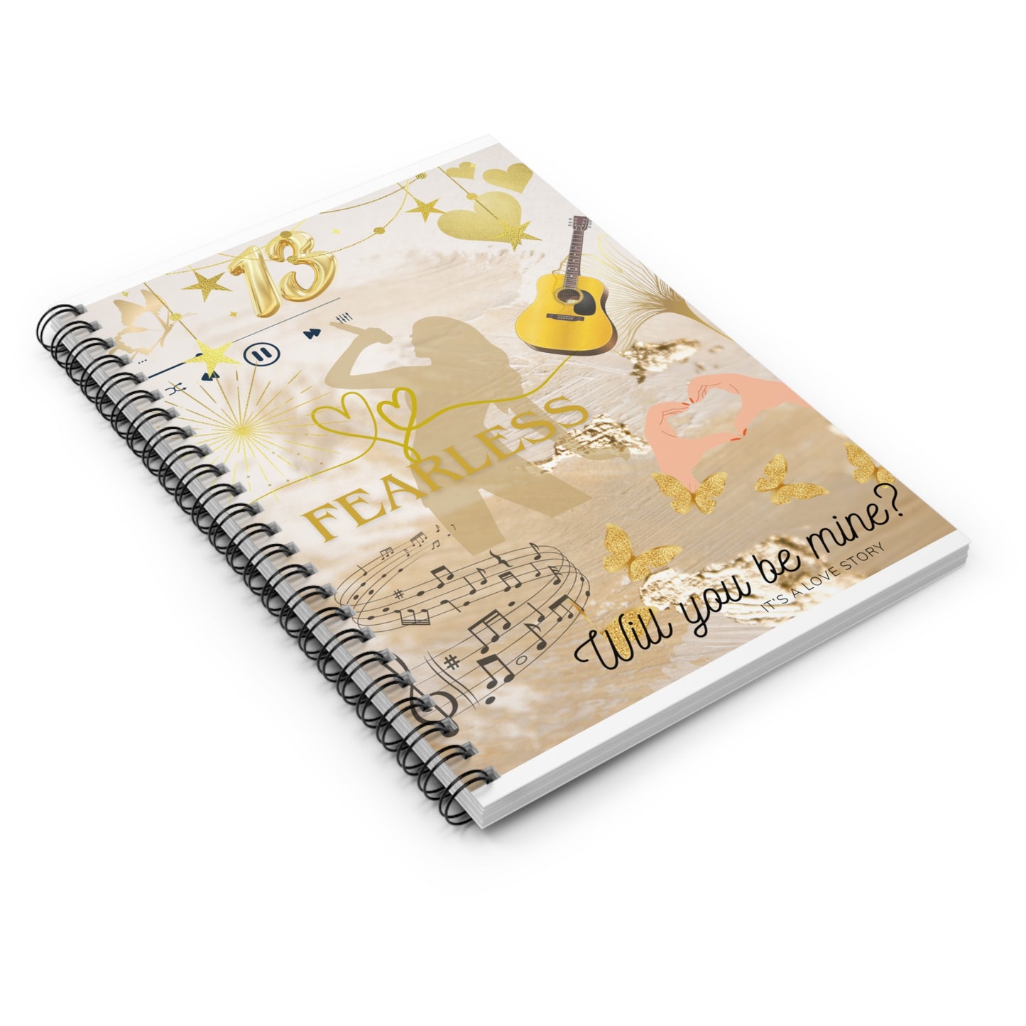 Fearless Love Story Spiral Notebook - Personalized Gift for Couples, Journaling, Music Lovers, Anniversary, Valentine's Day