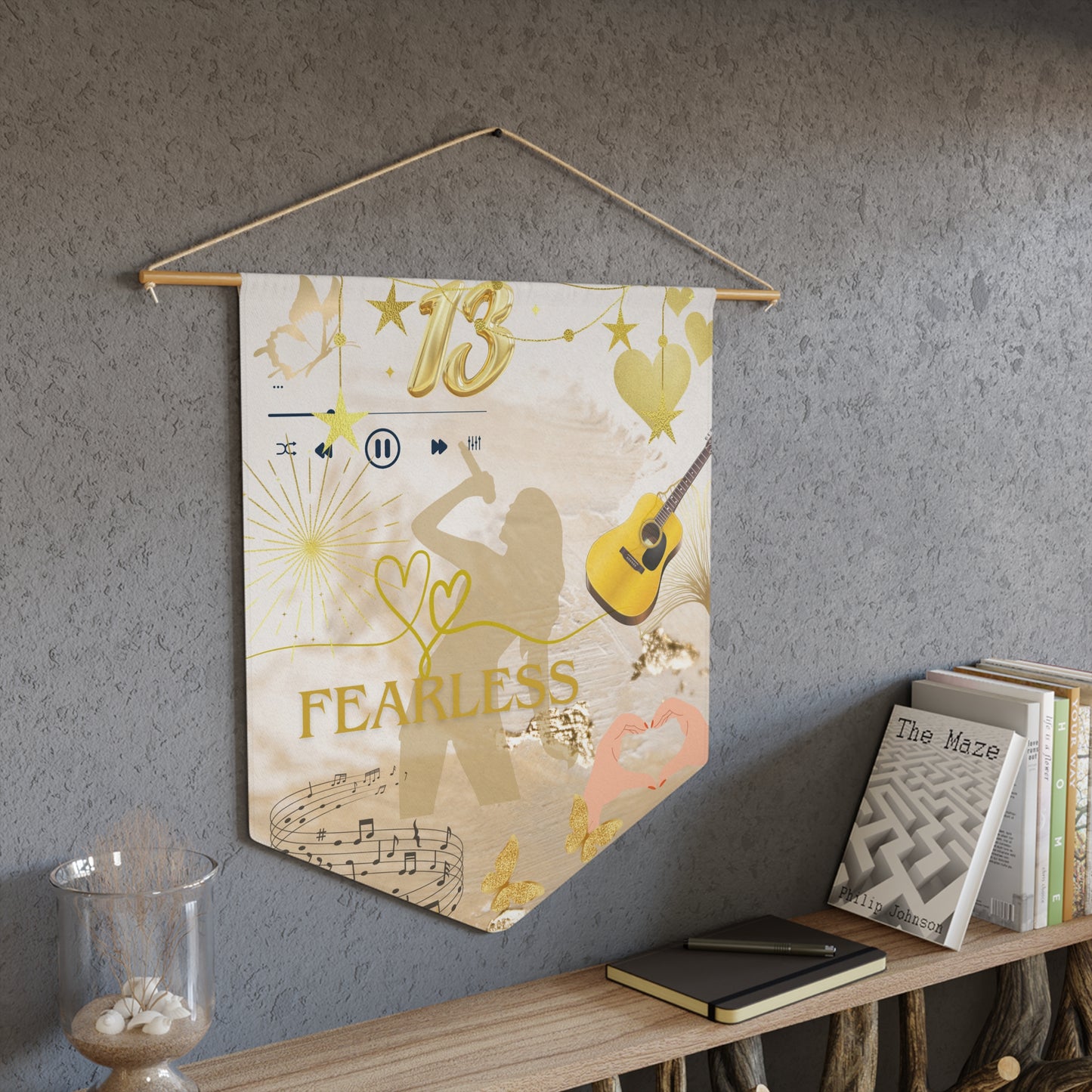Fearless Music Pennant | Bohemian Wall Decor | Inspiring Home Accent | Gift for Musicians | Concert Room Decoration