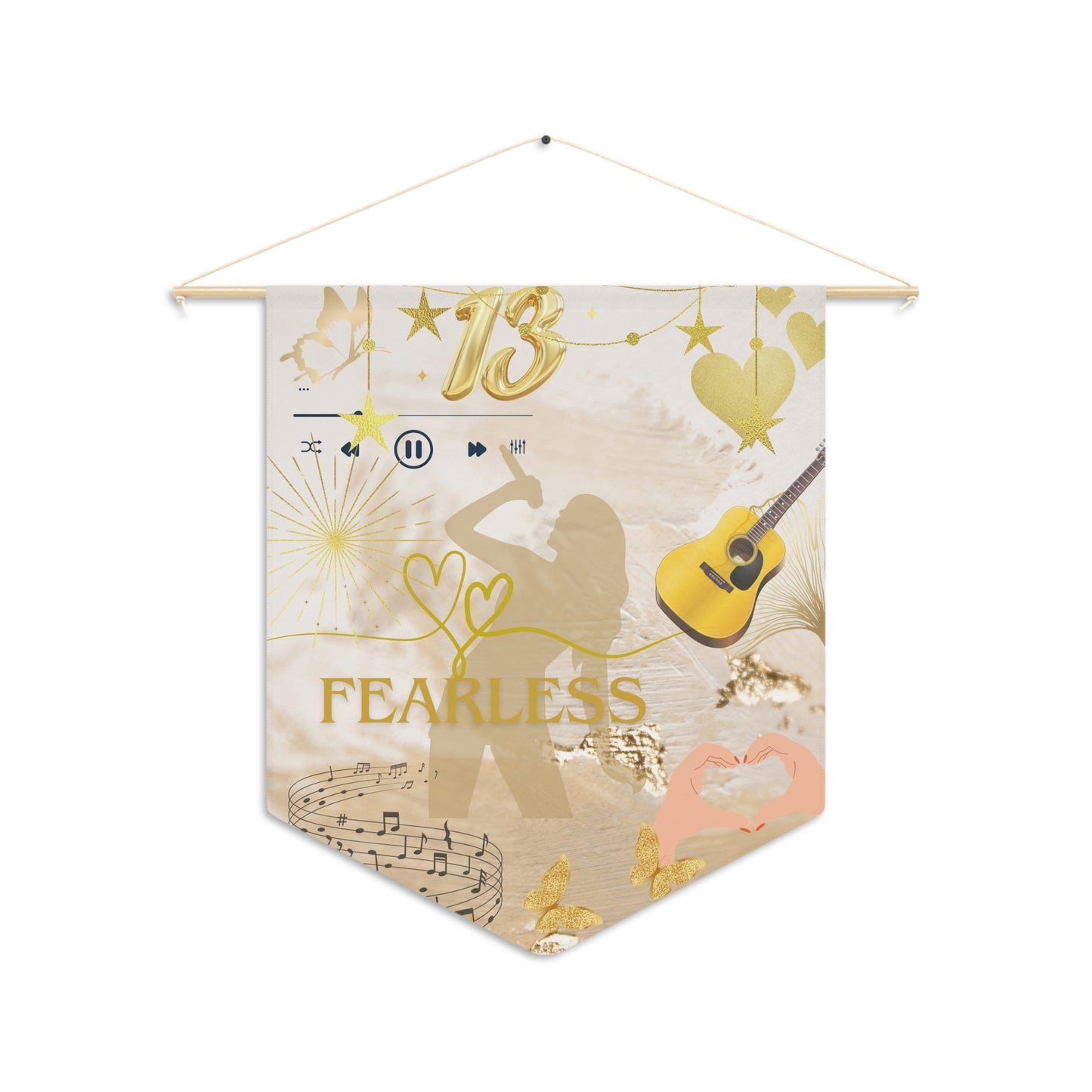 Fearless Music Pennant | Bohemian Wall Decor | Inspiring Home Accent | Gift for Musicians | Concert Room Decoration
