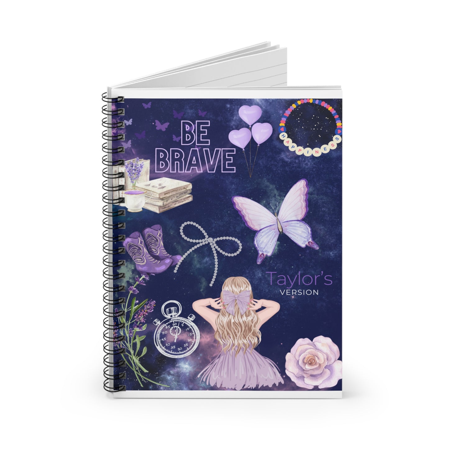 Enchanted Spiral Notebook with Butterfly Design, Be Brave Journal, Gift for Students, Creative Writing, Motivational Gift