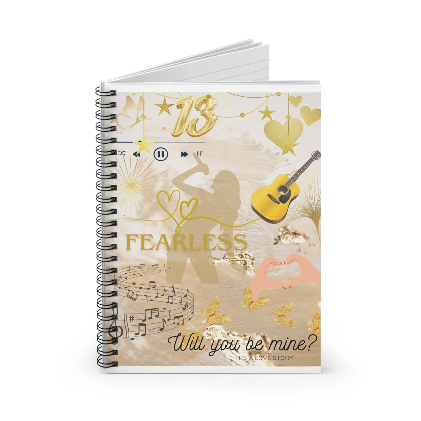 Fearless Love Story Spiral Notebook - Personalized Gift for Couples, Journaling, Music Lovers, Anniversary, Valentine's Day