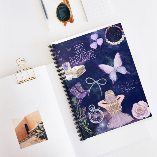 Enchanted Spiral Notebook with Butterfly Design, Be Brave Journal, Gift for Students, Creative Writing, Motivational Gift